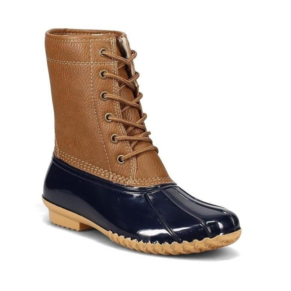 JBU Womens 9.5 M Navy Maplewood Brown Leather Waterproof Lace Up Boots NIB TC7